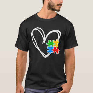 Camiseta Crianças Meninas Coração Autismo Conscientização P