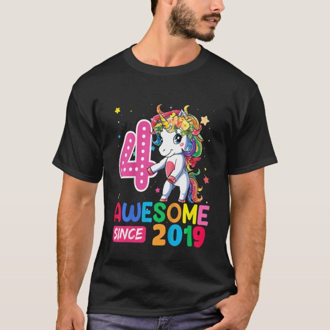 Camiseta Crianças Meninas de 4 anos adolescentes Flores Uni (Frente)