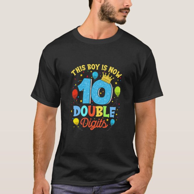 Camiseta Crianças Menino De 10 Anos Dígito Duplo 10º Aniver (Frente)