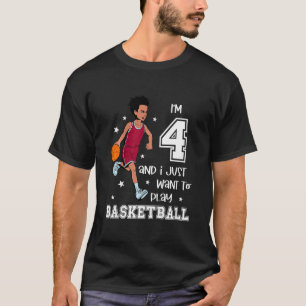 Camiseta Crianças Menino joga basquetebol Eu sou 4