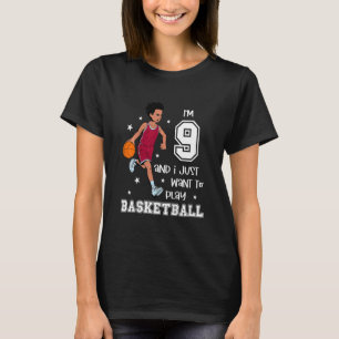 Camiseta Crianças Menino joga basquetebol Eu sou 9 1