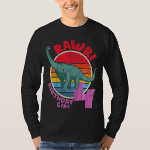 Camiseta Crianças Menino Quarto Aniversário Eu Rawr! Brachi