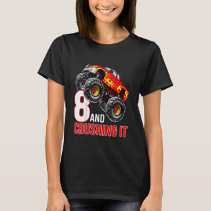 Camiseta Crianças Meninos 8º Aniversário Monstro Caminhão A