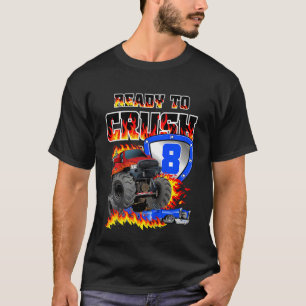 Camiseta Crianças Meninos 8º Aniversário Monstro Caminhão A