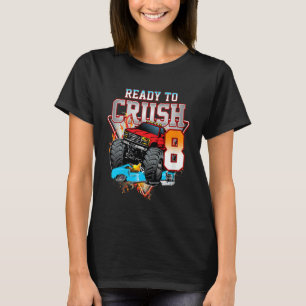 Camiseta Crianças Meninos 8º Aniversário Monstro Caminhão A