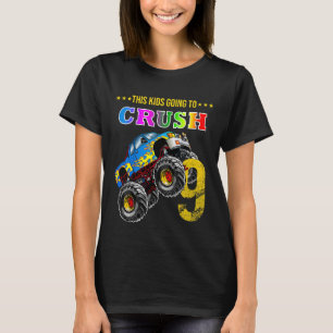Camiseta Crianças Meninos 9º Aniversário Monstro Caminhão A