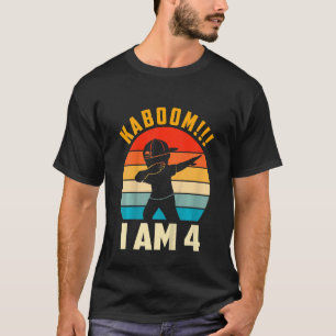 Camiseta Crianças Meninos Dabbing Birthday 4 Anos Eu Tenho