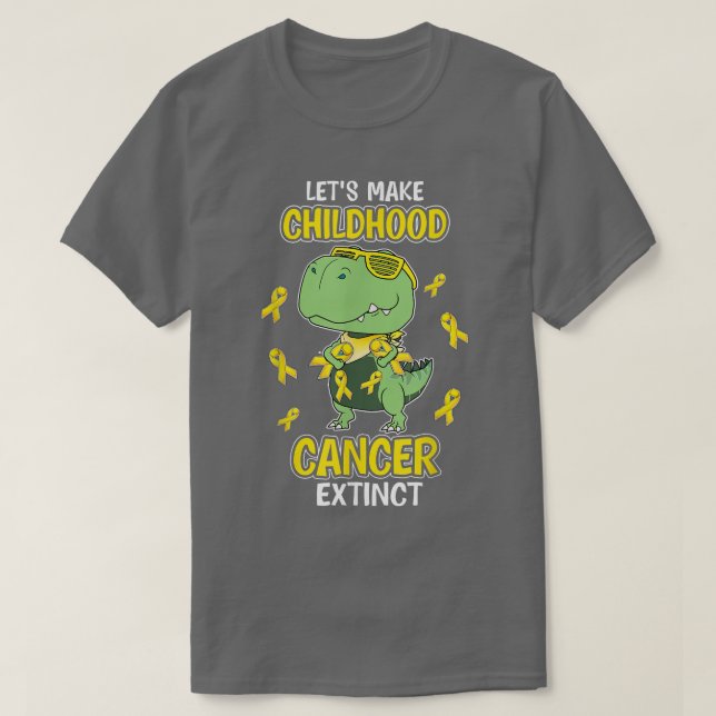 Camiseta Crianças Meninos Dinossauro Cancer de Consciência  (Frente do Design)