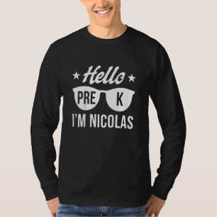 Camiseta Crianças Meninos Olá PRÉ K Primeiro Dia do Pré K