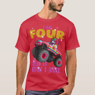 Camiseta Crianças Meu 4º Aniversário Presente é o Monstro d