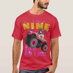 Camiseta Crianças Meu 9º Aniversário Presente é o Monstro d