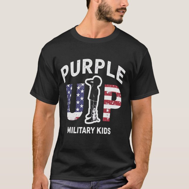 Camiseta Crianças Militares Roxas - Apoiar Famílias Militar (Frente)