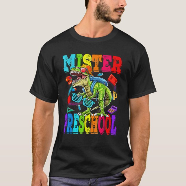 Camiseta Crianças Mister Preschool Duo Monster Truck Dinoss (Frente)