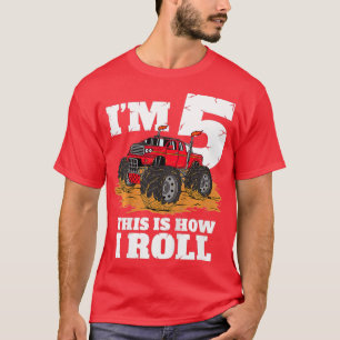 Camiseta Crianças Monster 5 Birthday Boy 5 Anos