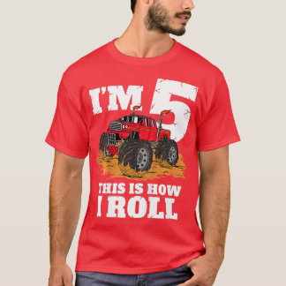 Camiseta Crianças Monster 5 Birthday Boy 5 Anos