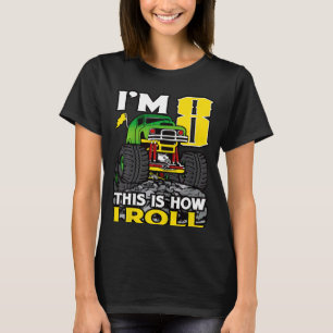 Camiseta Crianças Monster Caminhão 8 Aniversário Topo