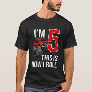 Camiseta Crianças Monster Truck 5 Birthday, 5 anos