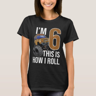 Camiseta Crianças Monster Truck 6 Birthday, 6 anos