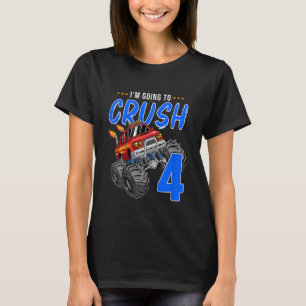Camiseta Crianças Monster Truck Aniversário 4 Anos 4 Anos A