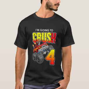 Camiseta Crianças Monster Truck Aniversário 4 Anos 4 Anos A