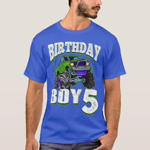 Camiseta Crianças Monster Truck Birthday Boy É 5 Crianças 5
