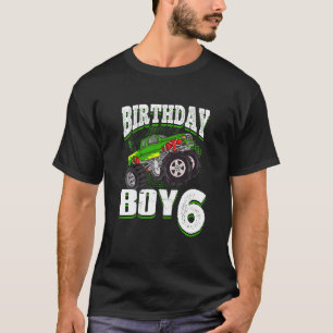 Camiseta Crianças Monster Truck Birthday Boy É 6 Crianças 6