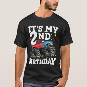 Camiseta Crianças Monster Truck É Meu segundo aniversário D