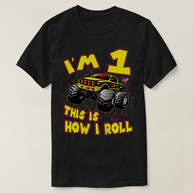 Camiseta Crianças Monster Truck IM 1 É Assim Que Eu Rolo 1r (Frente do Design)