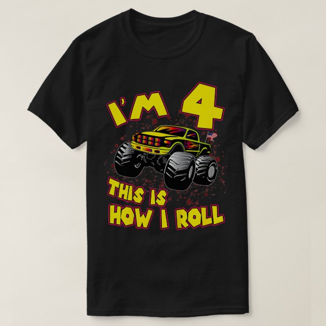 Camiseta Crianças Monster Truck IM 4 É Assim Que Eu Rolo Gi (Frente do Design)