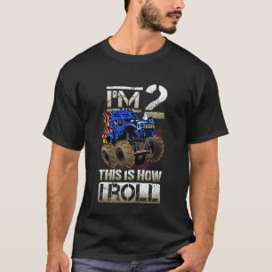 Camiseta Crianças Monster Truck segundo aniversário 2 anos