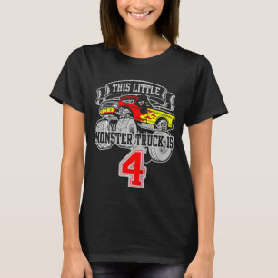 Camiseta Crianças Monstro Caminhão 4º Aniversário Este Pequ