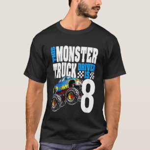 Camiseta Crianças Monstro Caminhão 8. Aniversário 8.