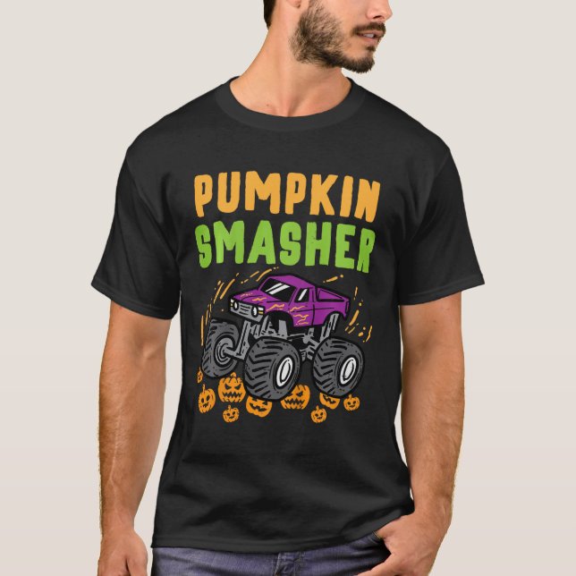 Camiseta Crianças Monstro do Halloween Rapazes Pumpkin Smas (Frente)