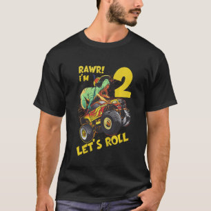 Camiseta Crianças Monstro segundo aniversário Dinossauro 2 