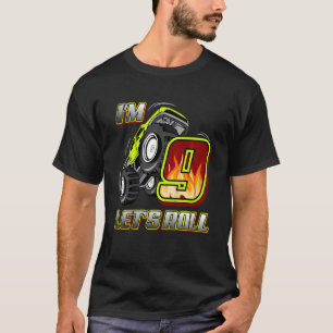 Camiseta Crianças Monstros Caminhões 9º Aniversário Eu sou 