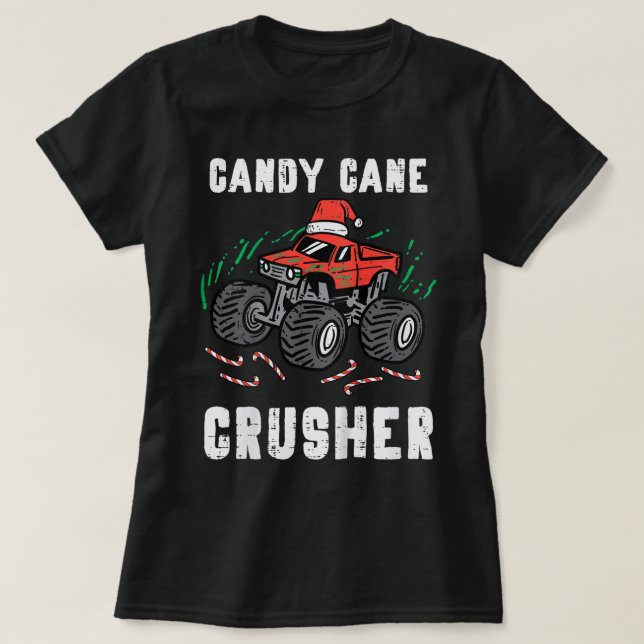 Camiseta Crianças Monstros De Natal Candy Cane Crusher Xm (Frente do Design)