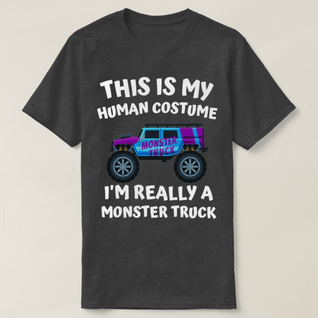 Camiseta Crianças Monstros Truck Halloween Costume Toddler  (Frente do Design)