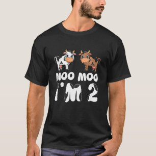 Camiseta Crianças Moo Moo Eu Sou Duas Vacas Lindas Aniversá