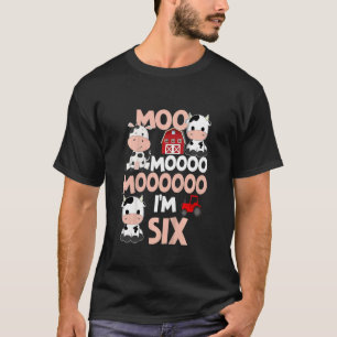 Camiseta Crianças Moo Moo Eu sou seis aniversários para men