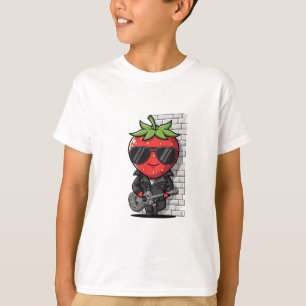 Camiseta Crianças Morango Rockstar