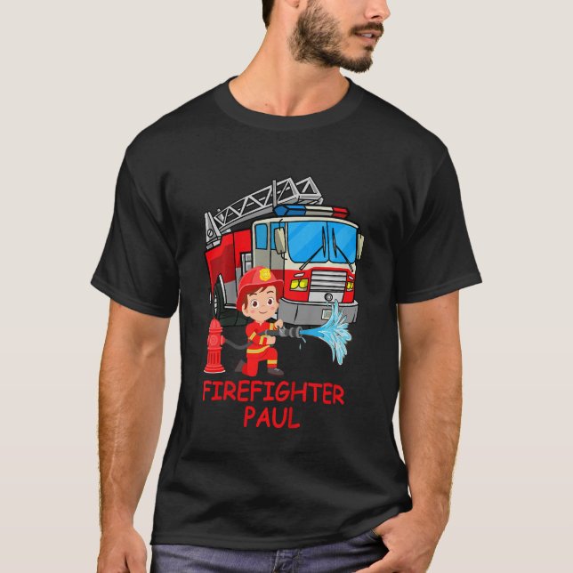 Camiseta Crianças Motor de combate a incêndios caminhão de  (Frente)
