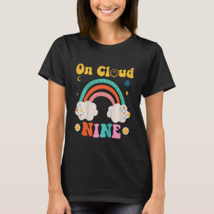 Camiseta Crianças Na Nuvem Nove Groovy Vintage Feliz 9º Ani