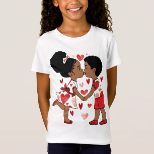 Camiseta Crianças Negras bonitas na Ilustração do Amor do