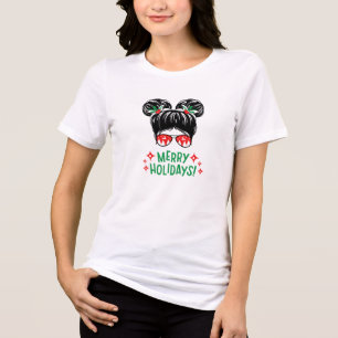 Camiseta Crianças Negras e Vermelhas Mancham Feliz Natal