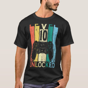 Camiseta Crianças Nível 10 Jogador de Vídeo Desbloqueado 10