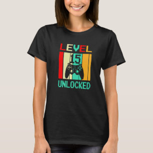Camiseta Crianças Nível 15 15 de jogador de vídeo desbloque