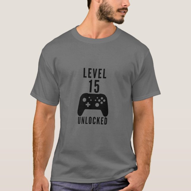 Camiseta Crianças Nível 15 Presentes do controlador de vide (Frente)