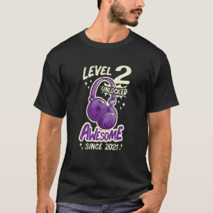 Camiseta Crianças Nível 2 Desbloqueadas Incrível Desde 2021