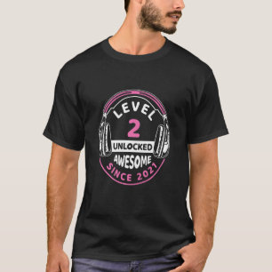 Camiseta Crianças Nível 2 Desbloqueadas Incrível Desde 2021