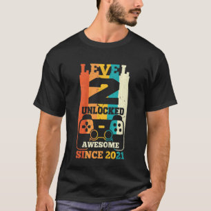 Camiseta Crianças Nível 2 Desbloqueadas Incrível Desde 2021